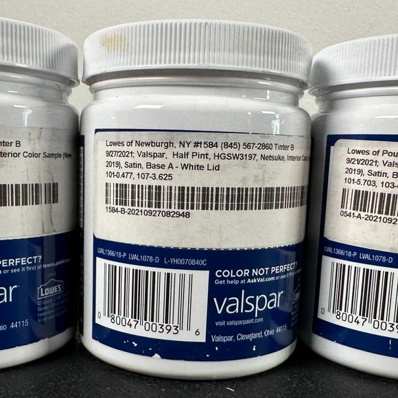 Lot of 27 Valspar Half-Pint Latex Paint Satin Sheen Color Samples -Large Variety - Picture 3 of 11
